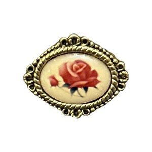 CAMCO VINTAGE goldplated rose brooch/pin "god's love is with you always".
